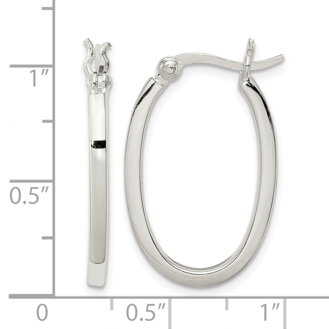 Sterling Silver 2.00mm Square Tube Oval Hoop Earrings