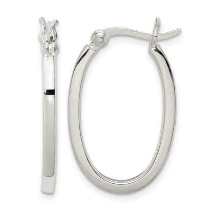 Sterling Silver 2.00mm Square Tube Oval Hoop Earrings