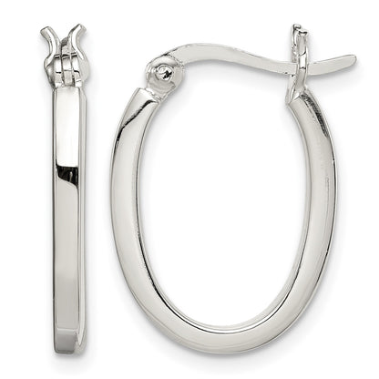 Sterling Silver 2.00mm Square Tube Oval Hoop Earrings