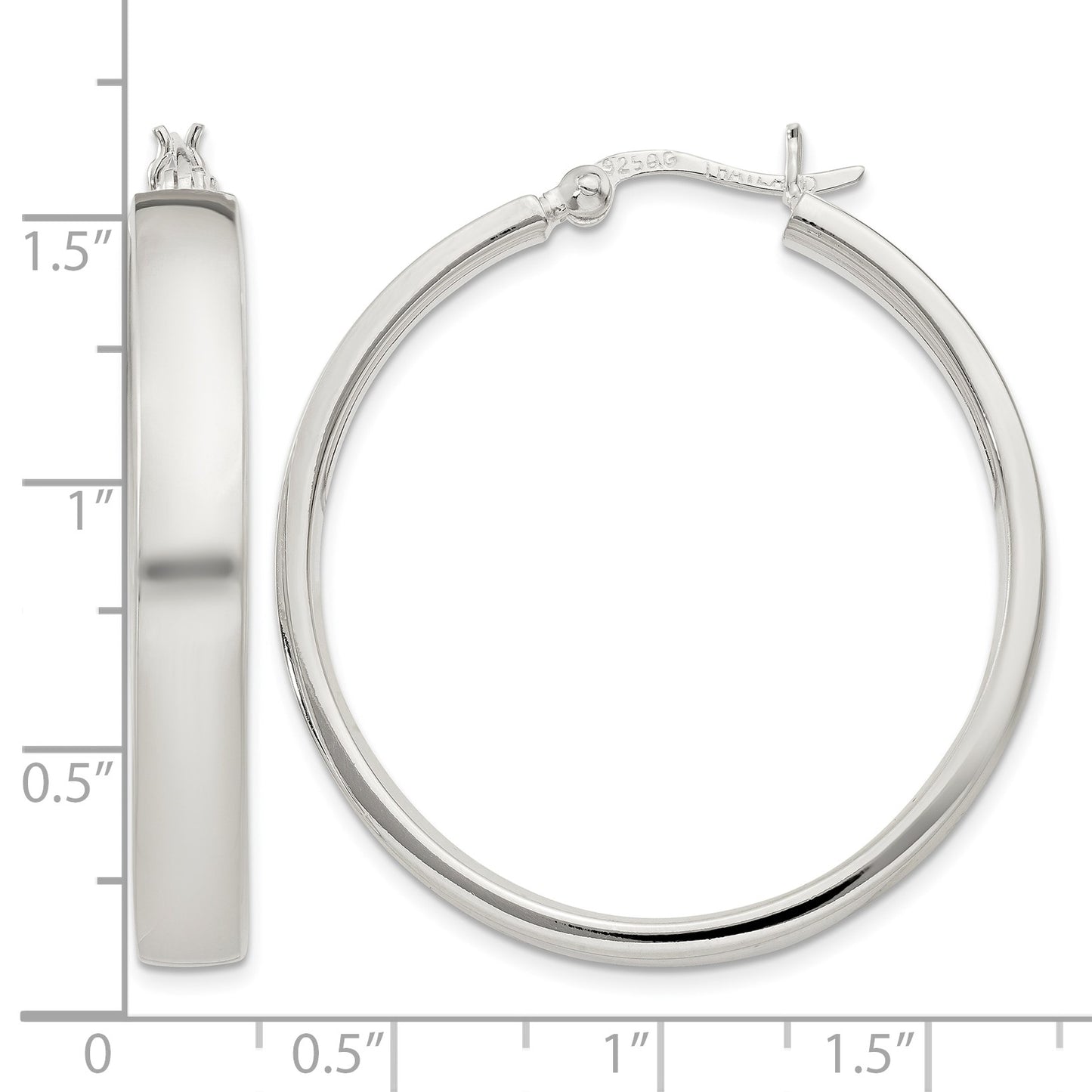 Sterling Silver 5x31mm Hoop Earrings