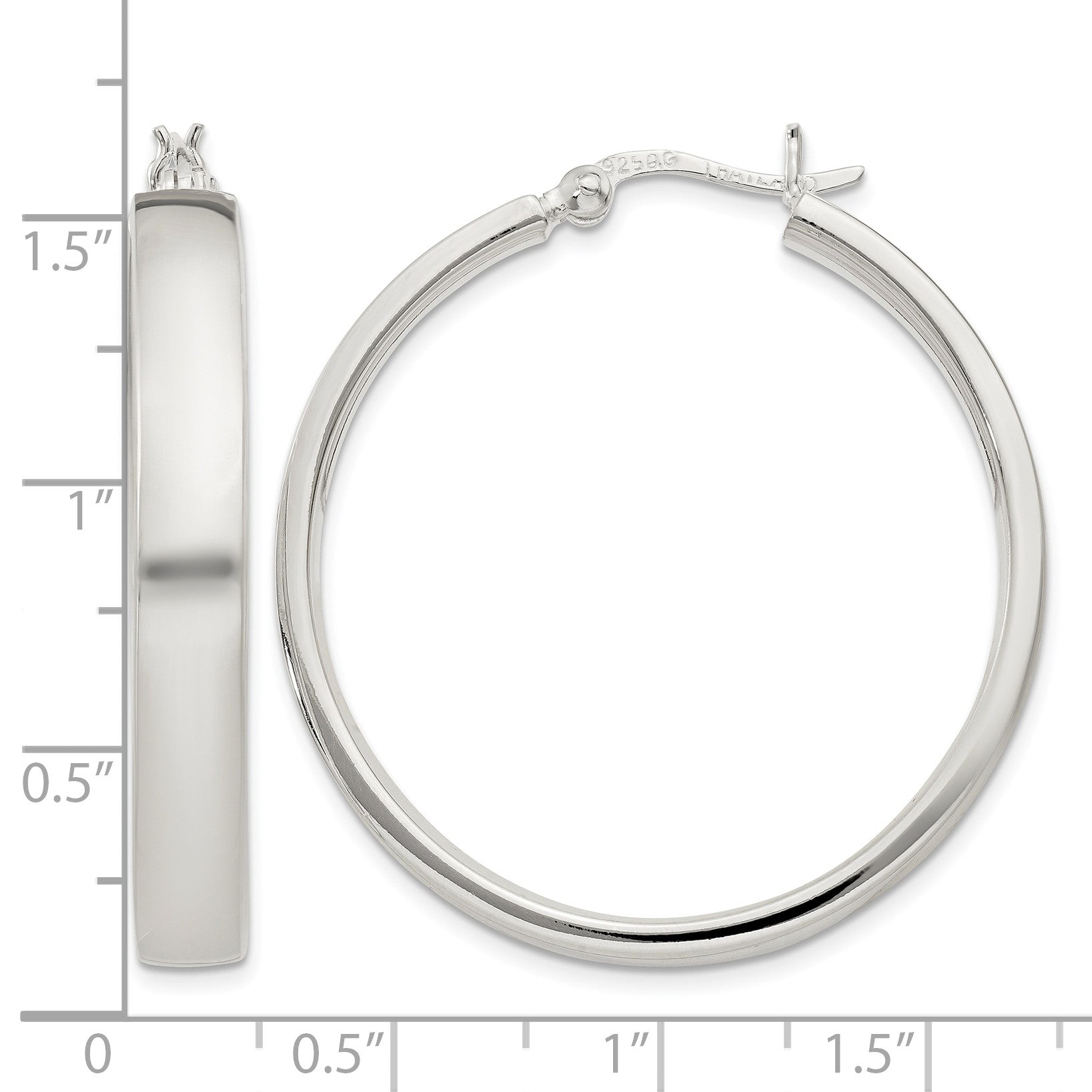 Sterling Silver 5x31mm Hoop Earrings