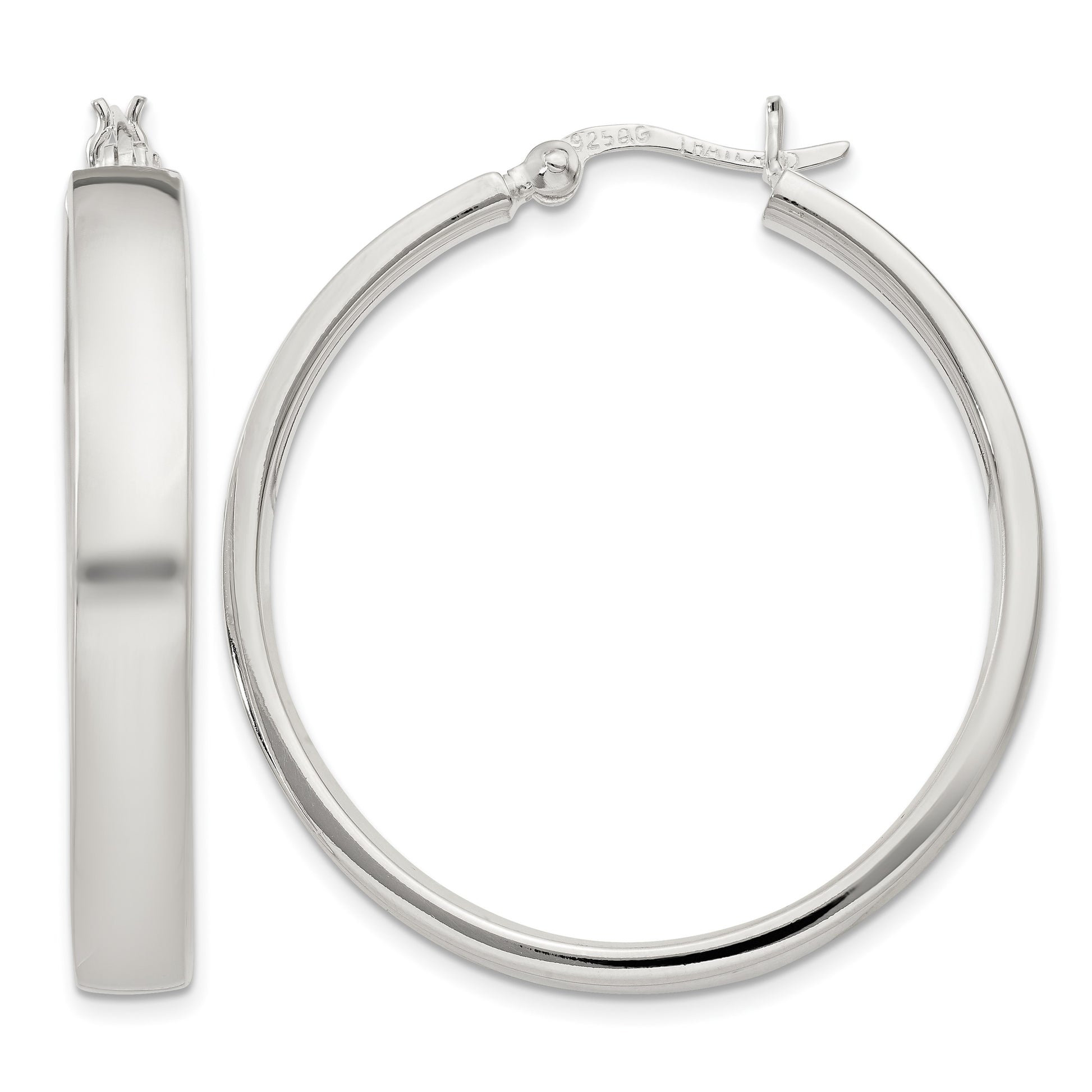 Sterling Silver 5x31mm Hoop Earrings