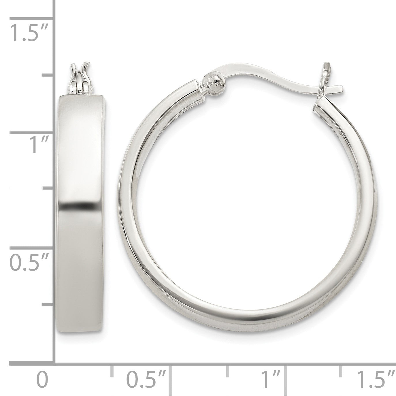 Sterling Silver 5x27mm Hoop Earrings