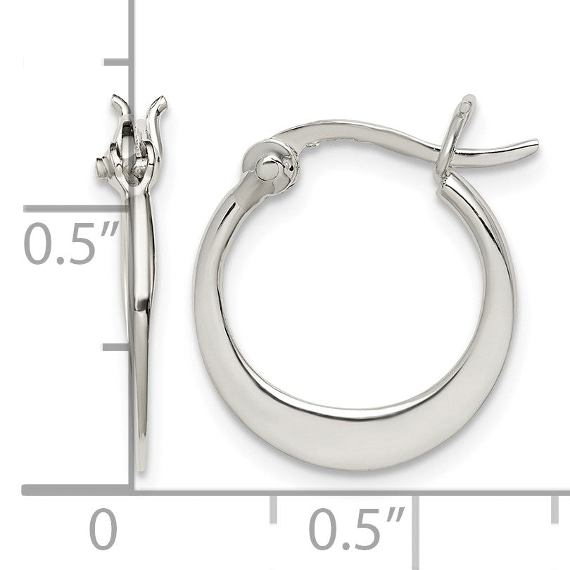 Sterling Silver Polished Tapered Round Hoop Earrings