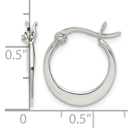 Sterling Silver Polished Tapered Round Hoop Earrings