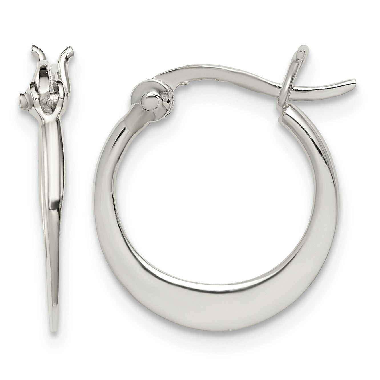 Sterling Silver Polished Tapered Round Hoop Earrings