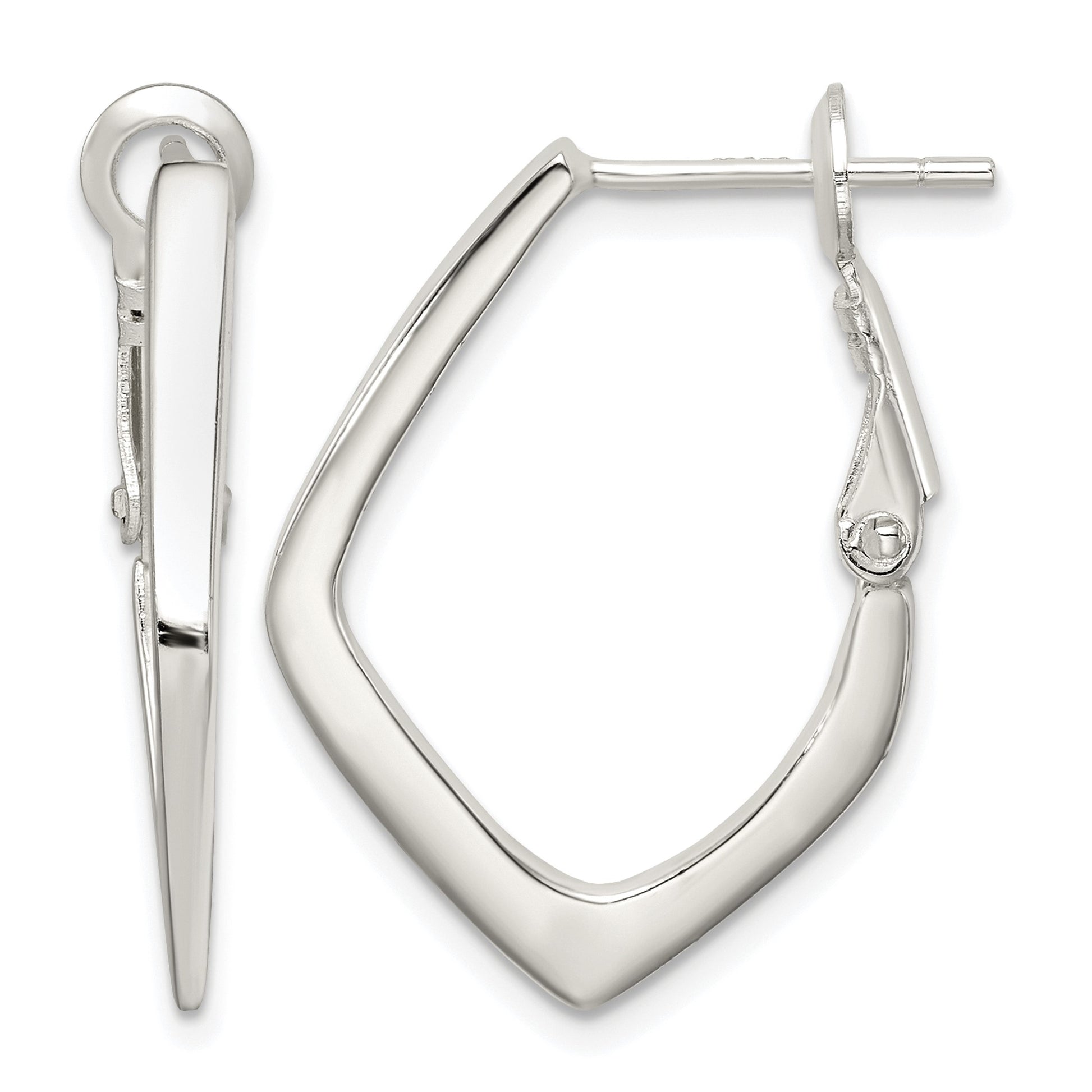 Sterling Silver Rhodium-plated Omega Back Earrings