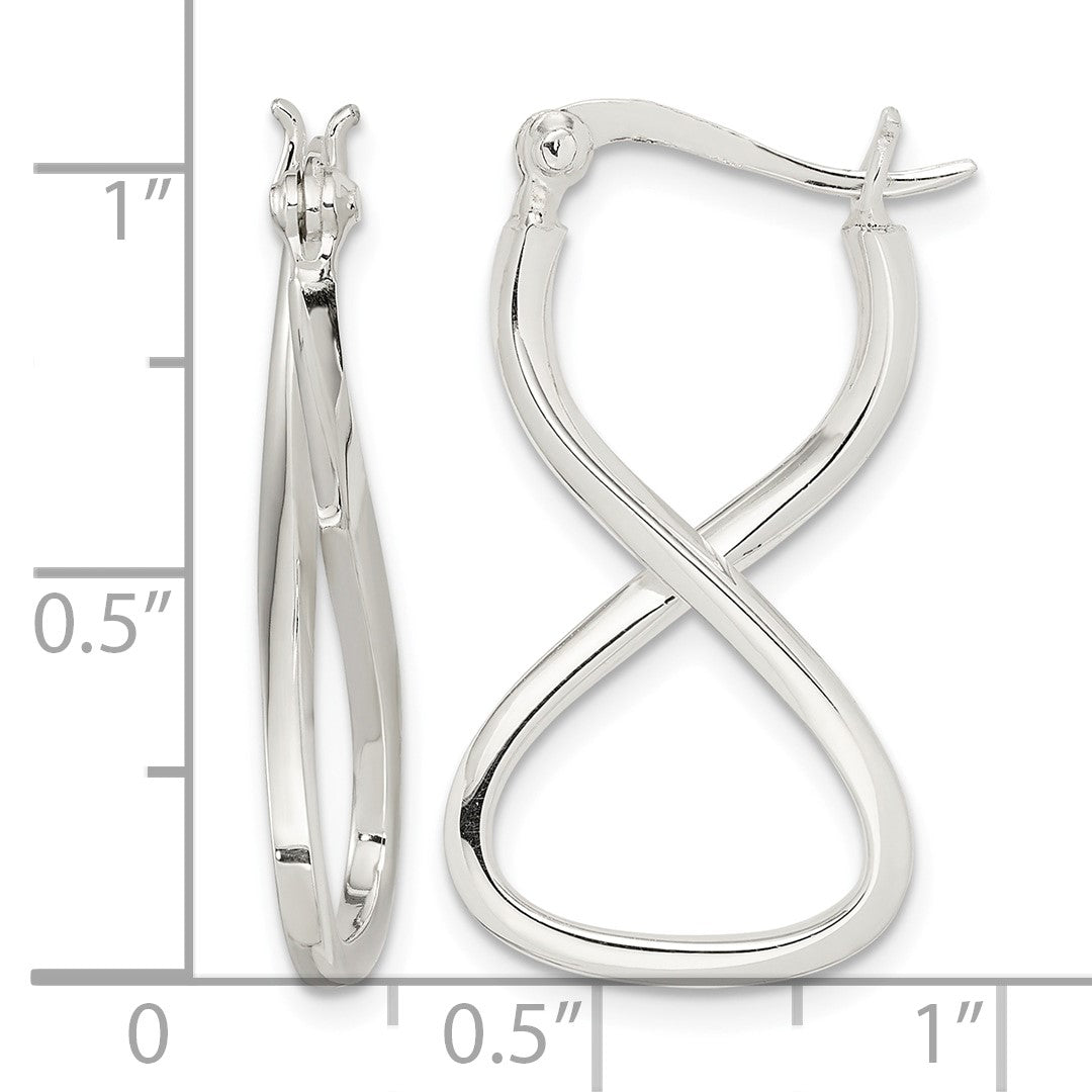 Sterling Silver Polished & Twisted Oval Hoop Earrings