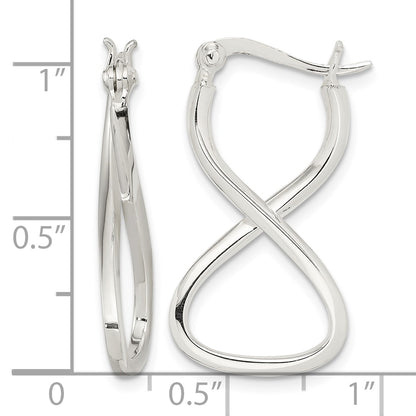 Sterling Silver Polished & Twisted Oval Hoop Earrings