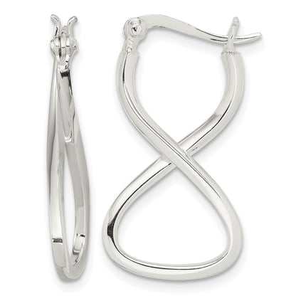 Sterling Silver Polished & Twisted Oval Hoop Earrings