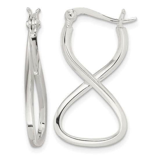 Sterling Silver Polished & Twisted Oval Hoop Earrings