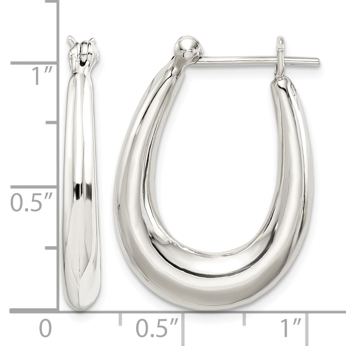 Sterling Silver Polished & Tapered Oval Hoop Earrings
