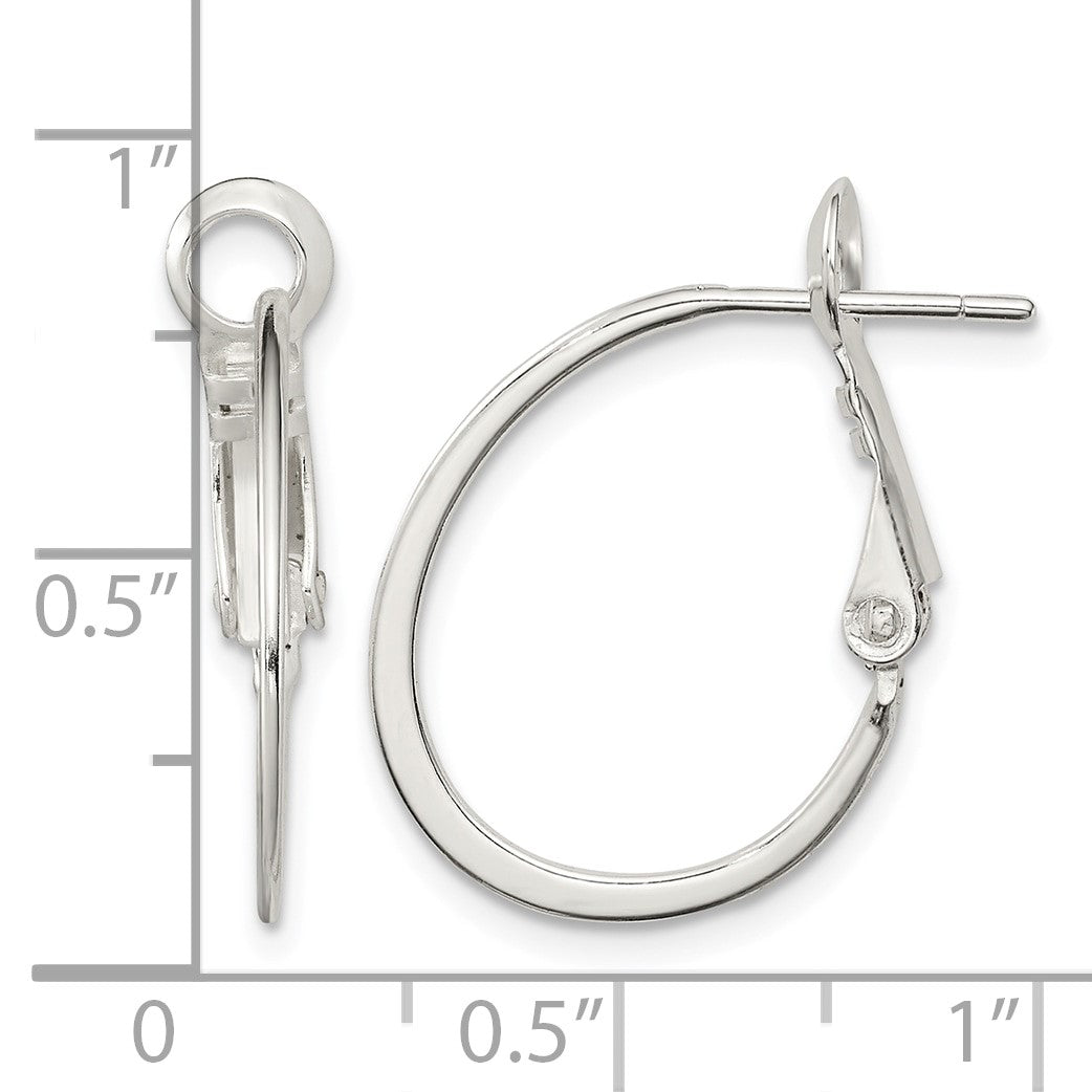 Sterling Silver Rhodium-plated 1.5mm Oval Omega Back Hoop Earrings