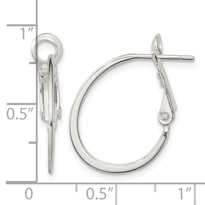 Sterling Silver Rhodium-plated 1.5mm Oval Omega Back Hoop Earrings