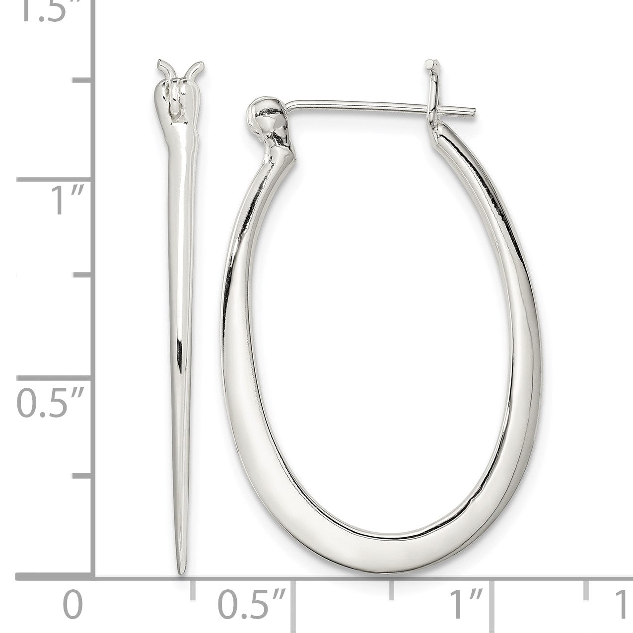 Sterling Silver Polished & Tapered Oval Hoop Earrings