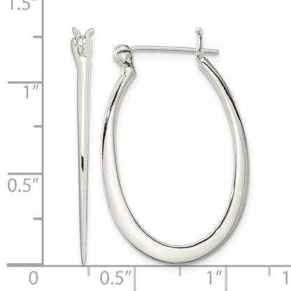 Sterling Silver Polished & Tapered Oval Hoop Earrings