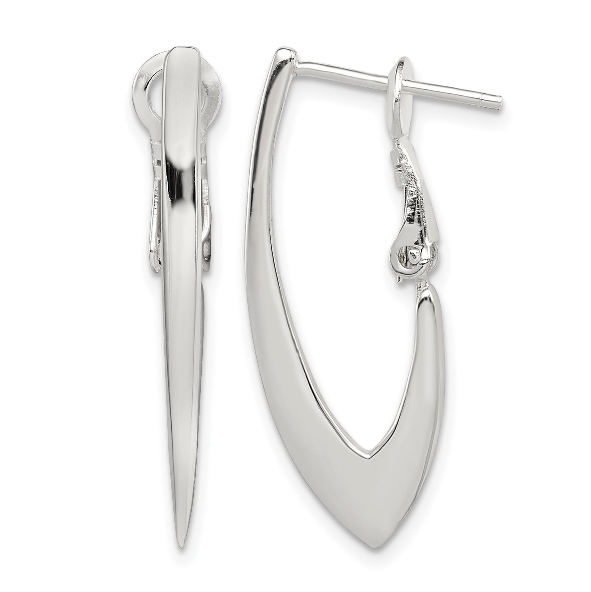 Sterling Silver Tapered Omega Back Hoop Earrings