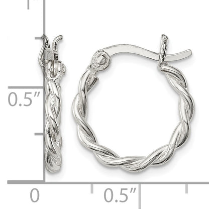 Sterling Silver Satin Twisted 2mm Hoop Earrings