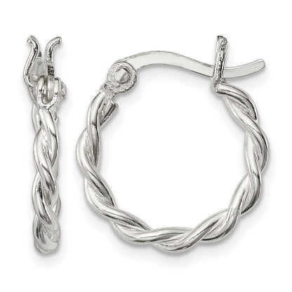 Sterling Silver Satin Twisted 2mm Hoop Earrings