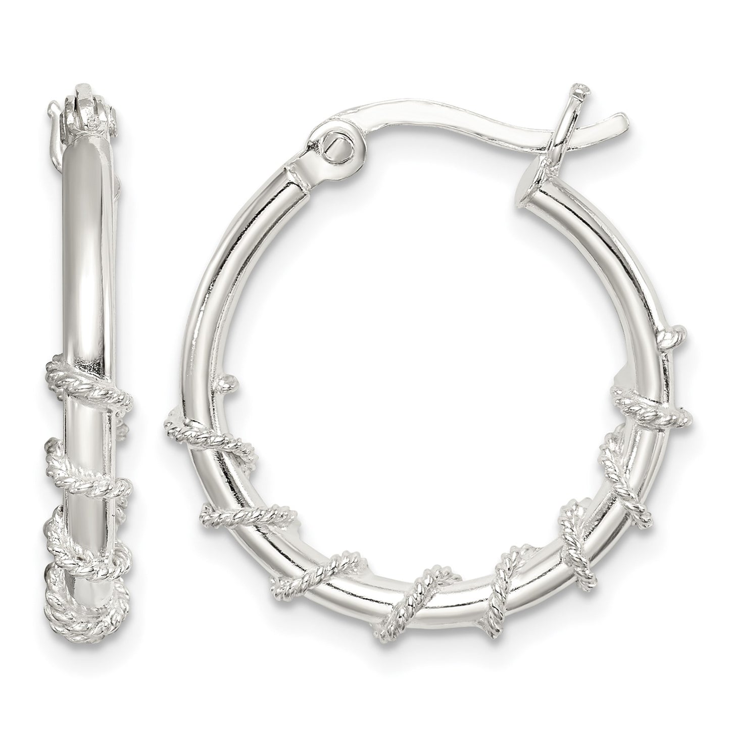 Sterling Silver Wrapped Hoop Earrings