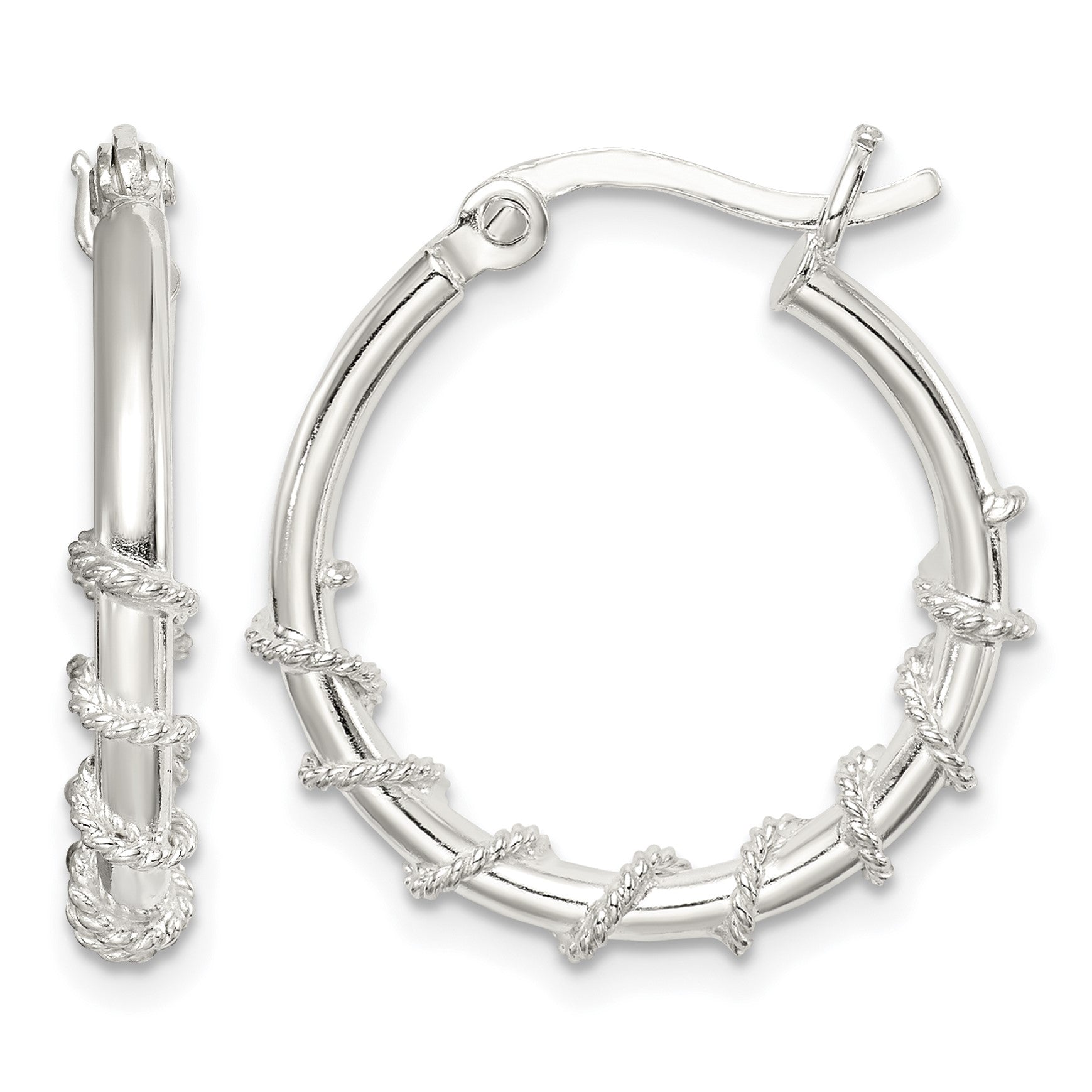 Sterling Silver Wrapped Hoop Earrings