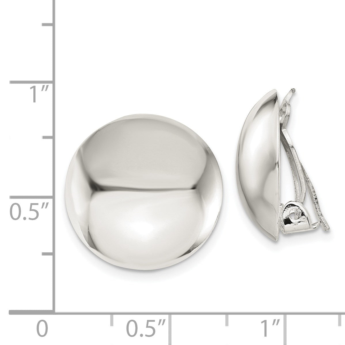 Sterling Silver Polished Non-Pierced 18mm Circle Button Earrings