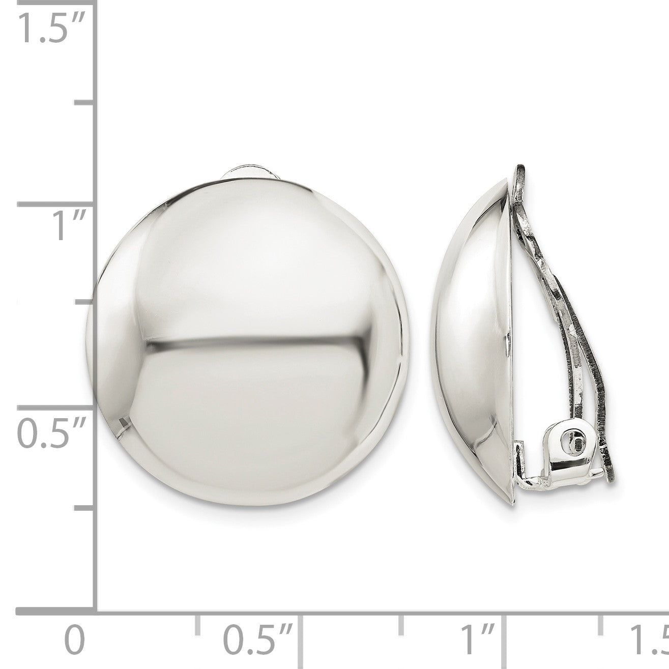 Sterling Silver Polished Non-Pierced 23mm Circle Button Earrings