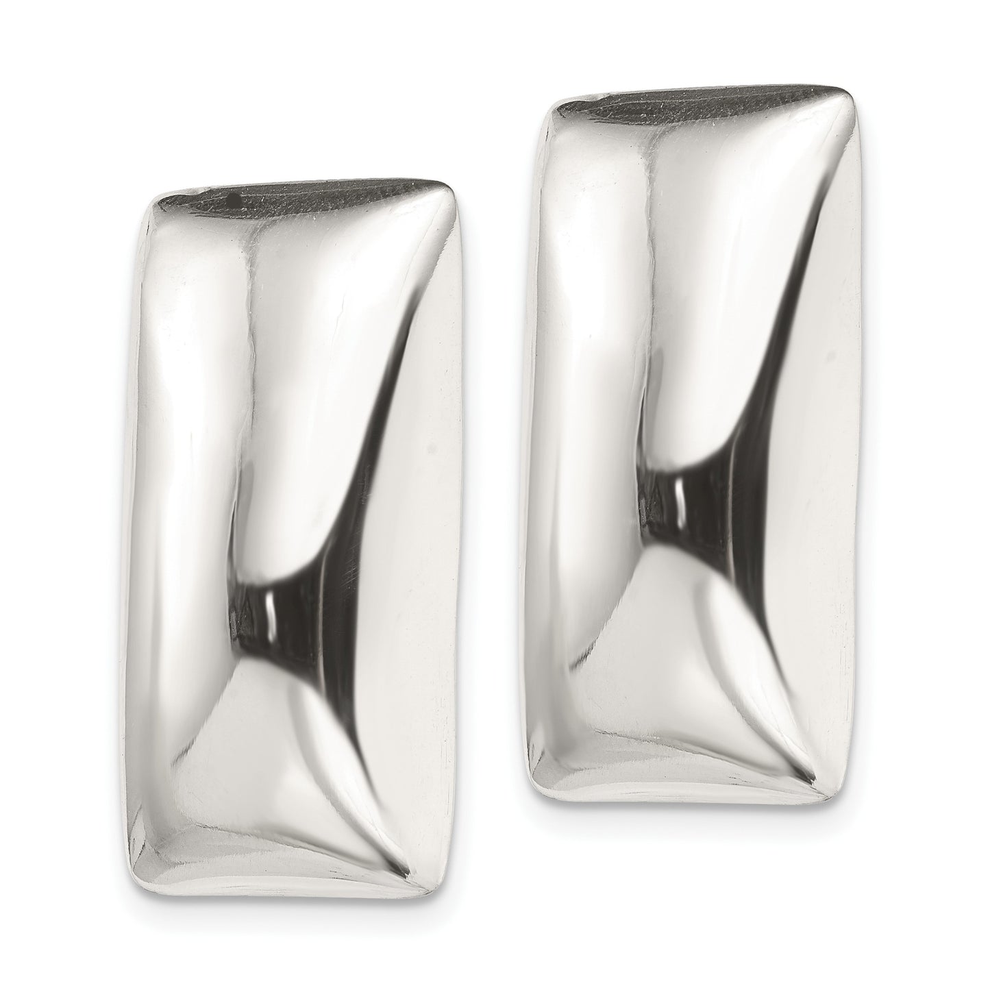 Sterling Silver Polished Non-Pierced Rectangle Earrings