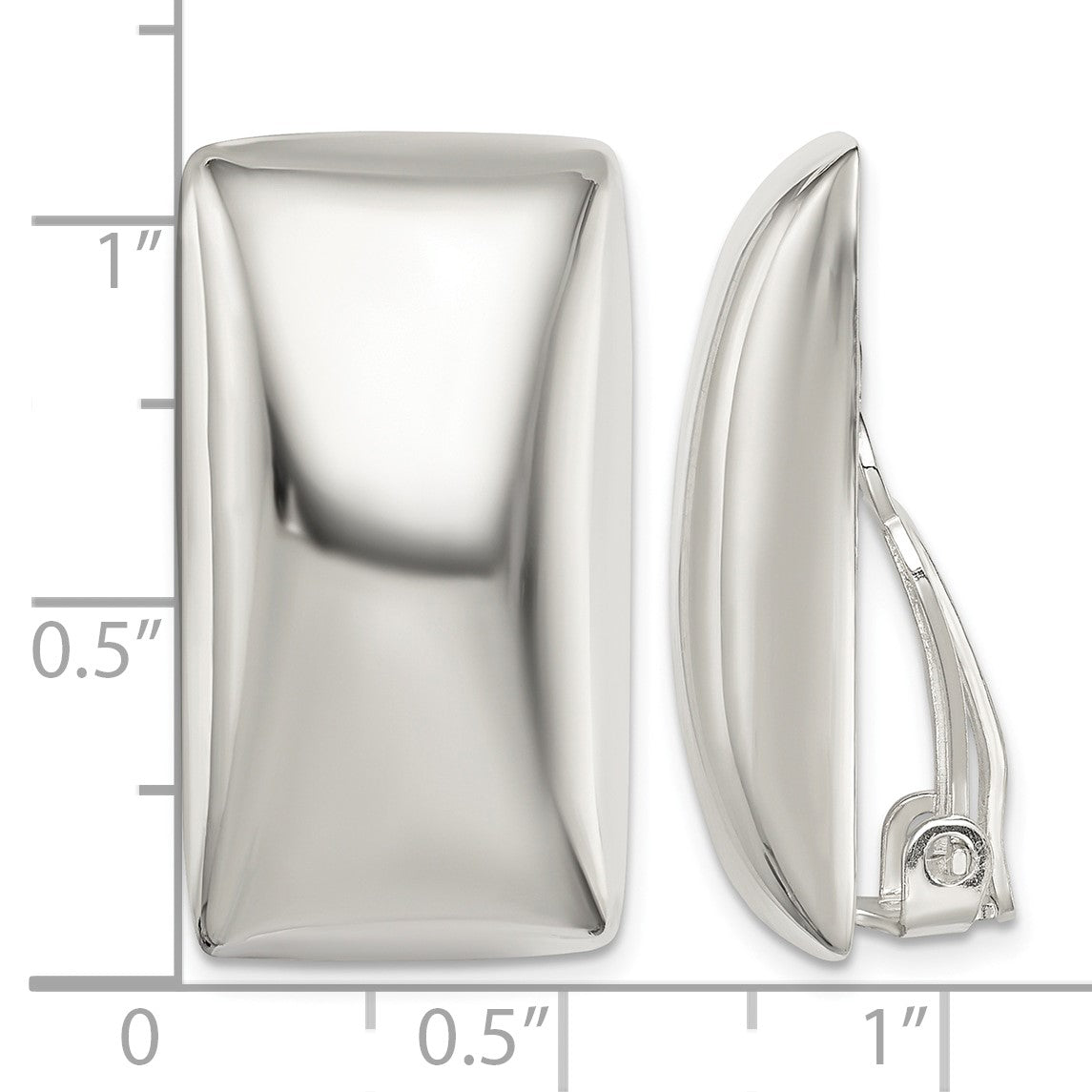 Sterling Silver Polished Non-Pierced Rectangle Earrings