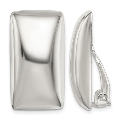 Sterling Silver Polished Non-Pierced Rectangle Earrings