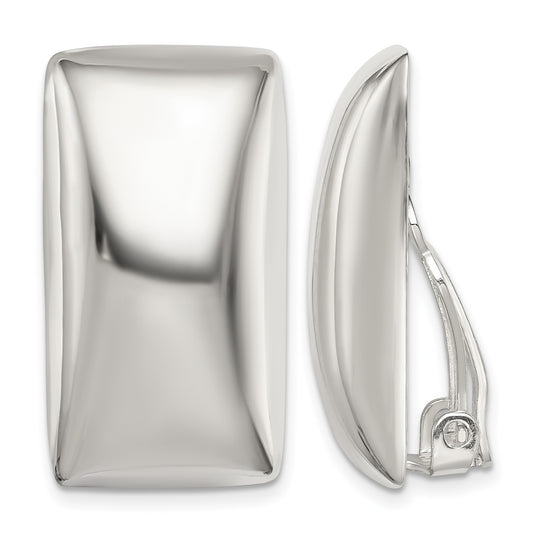 Sterling Silver Polished Non-Pierced Rectangle Earrings