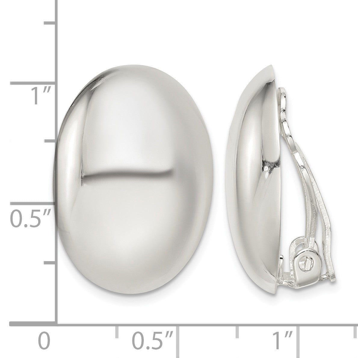 Sterling Silver Polished Non-Pierced 25x18mm Oval Button Earrings