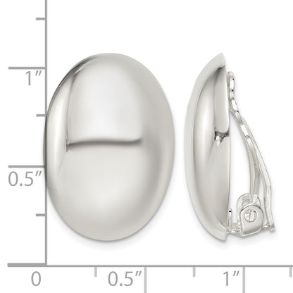 Sterling Silver Polished Non-Pierced 25x18mm Oval Button Earrings