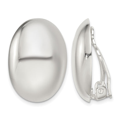 Sterling Silver Polished Non-Pierced 25x18mm Oval Button Earrings