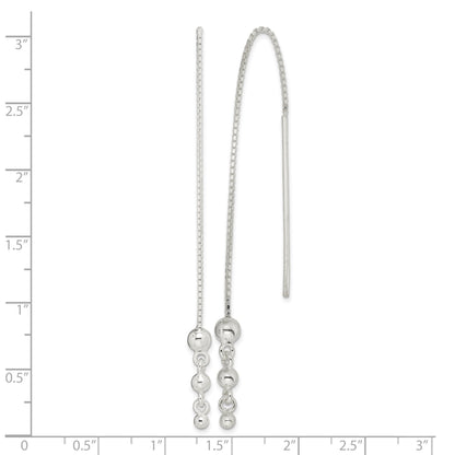 Sterling Silver Polished Triple Graduated Ball Threader Earrings