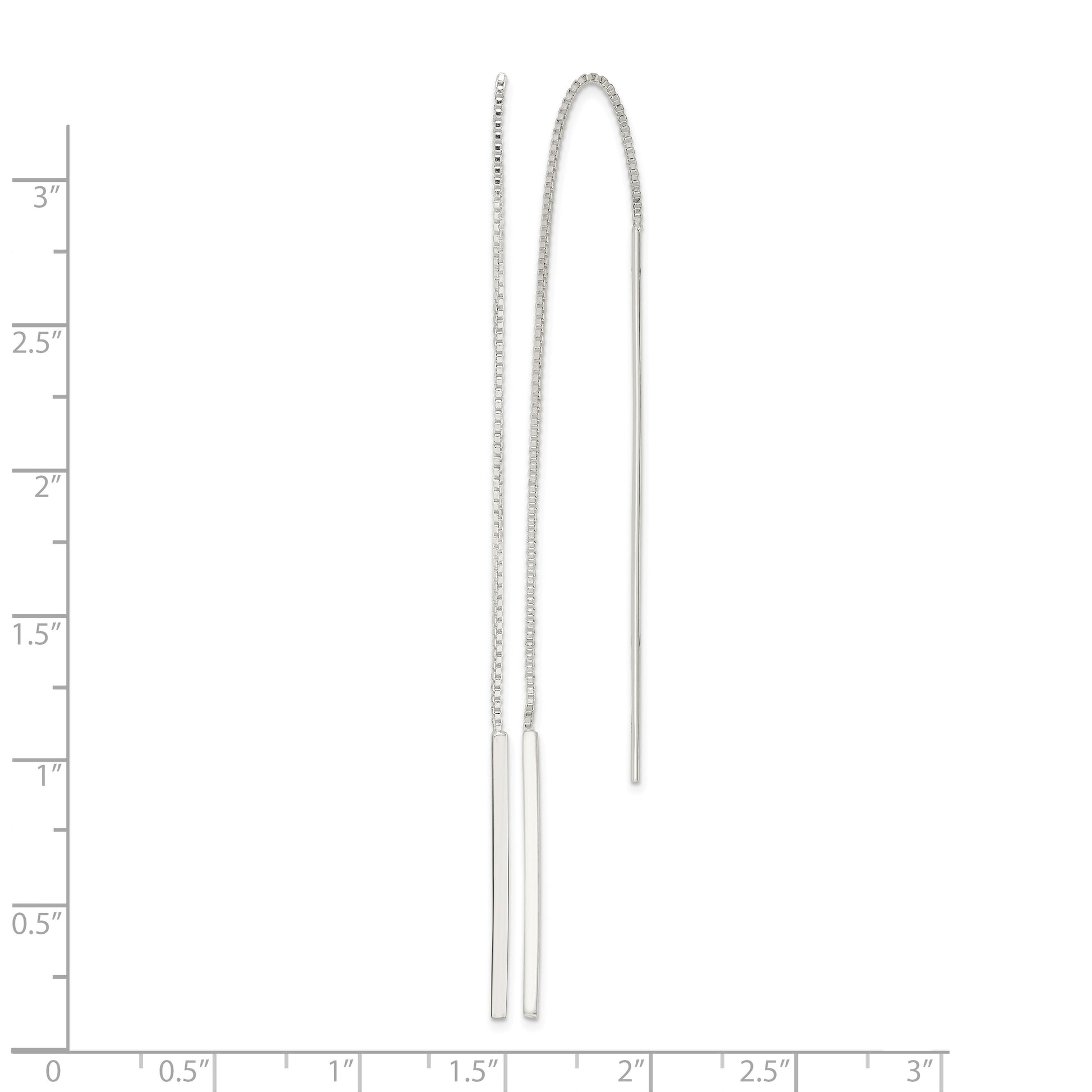 Sterling Silver Polished Bar Threader Earrings