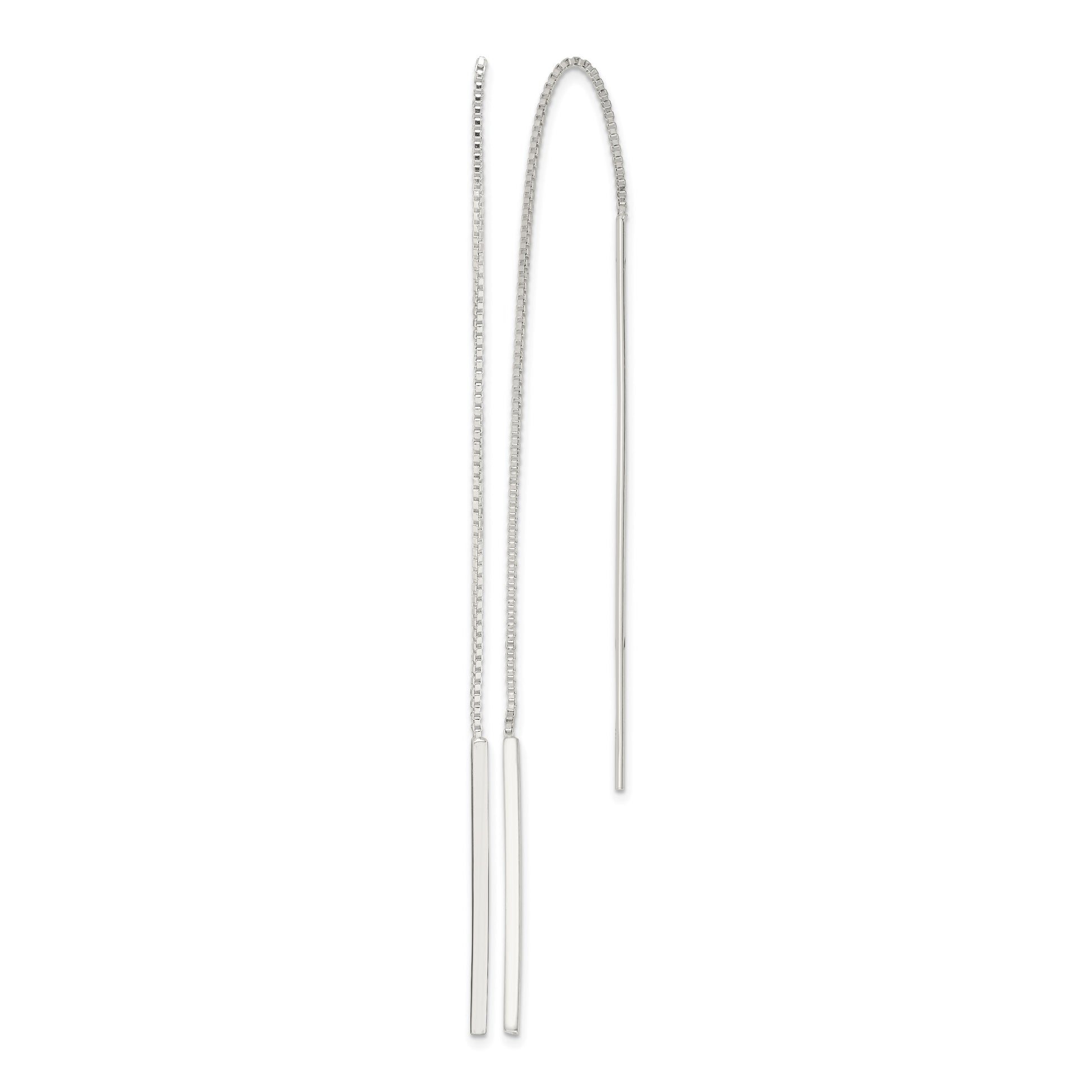 Sterling Silver Polished Bar Threader Earrings