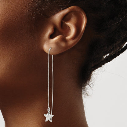 Sterling Silver Polished Star Threader Earrings