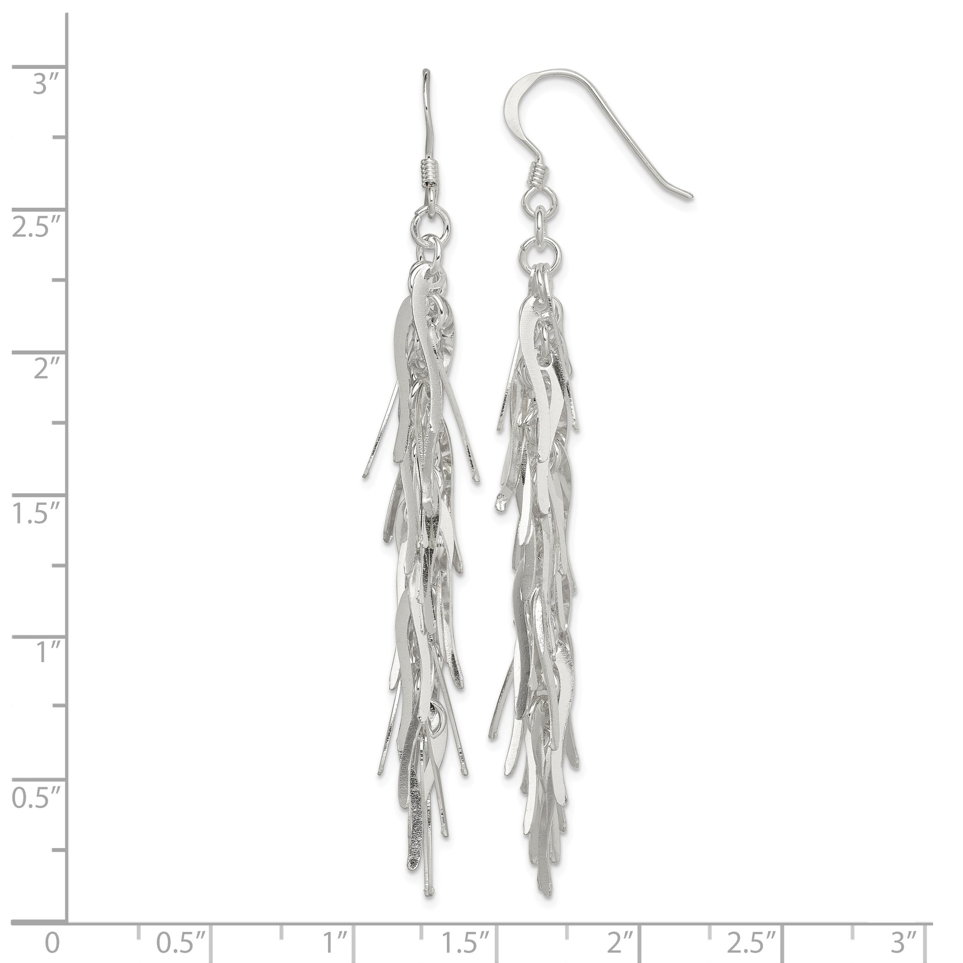 Sterling Silver Polished Fancy Drop Squiggle Dangle Earrings