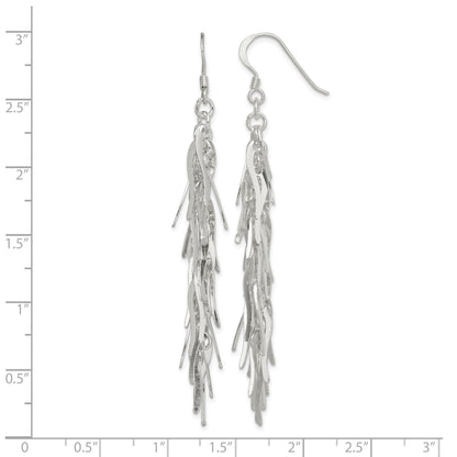 Sterling Silver Polished Fancy Drop Squiggle Dangle Earrings