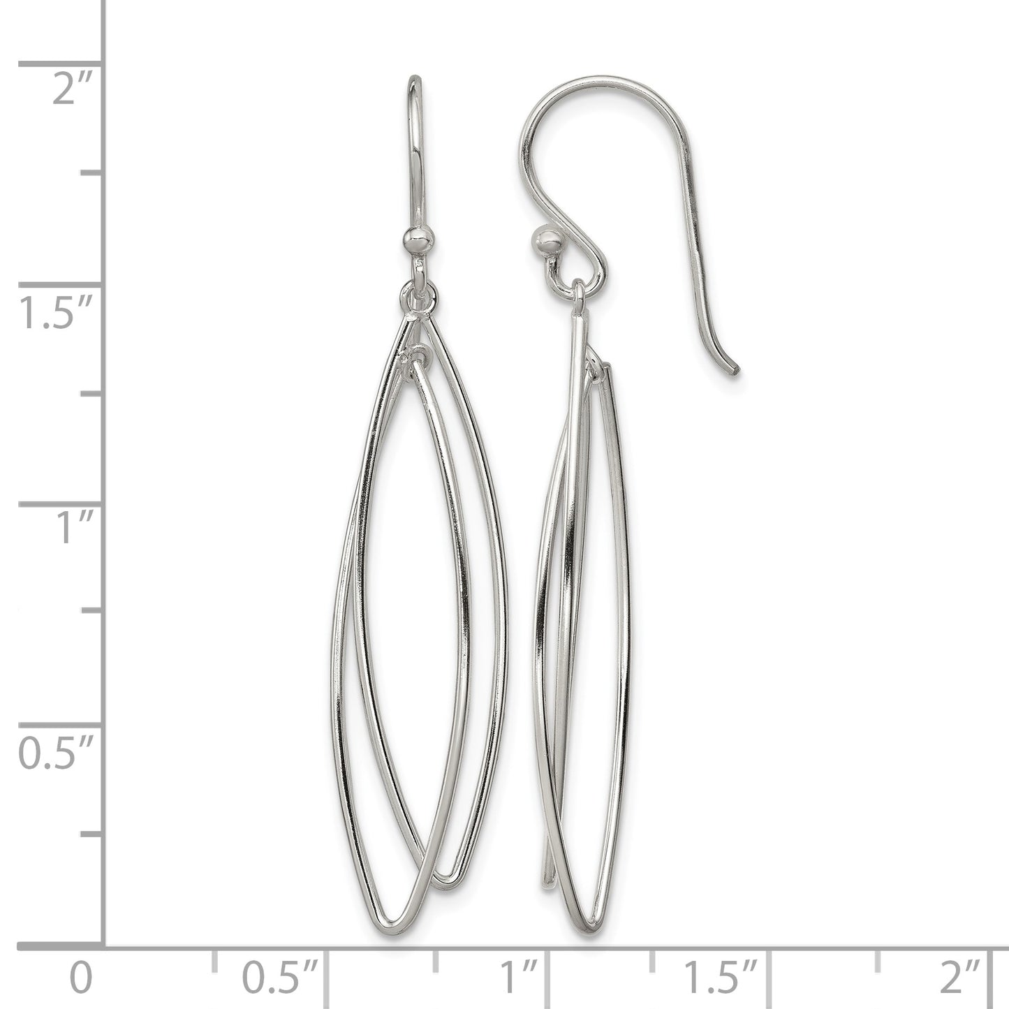 Sterling Silver Polished Double Marquise Shape Dangle Earrings