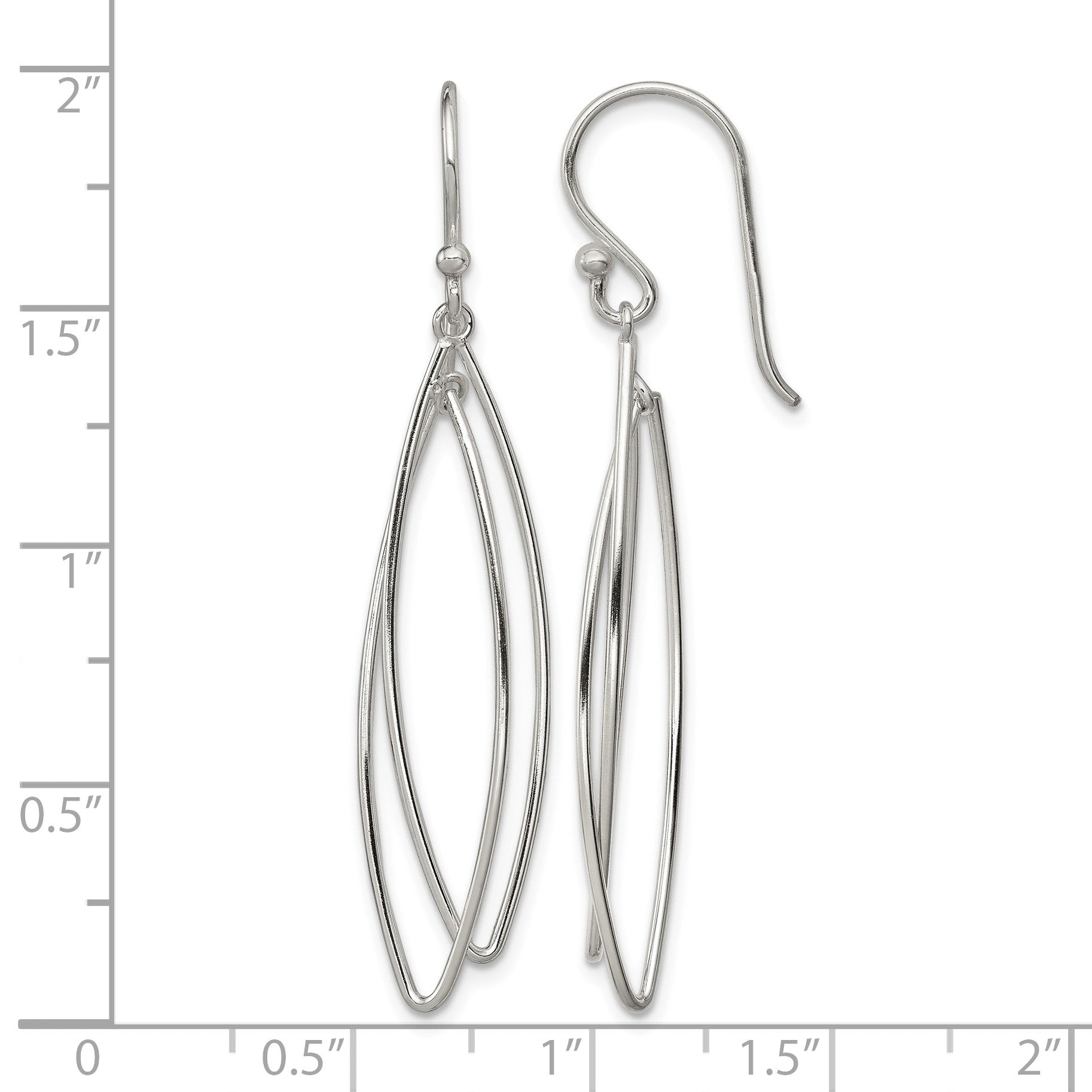 Sterling Silver Polished Double Marquise Shape Dangle Earrings