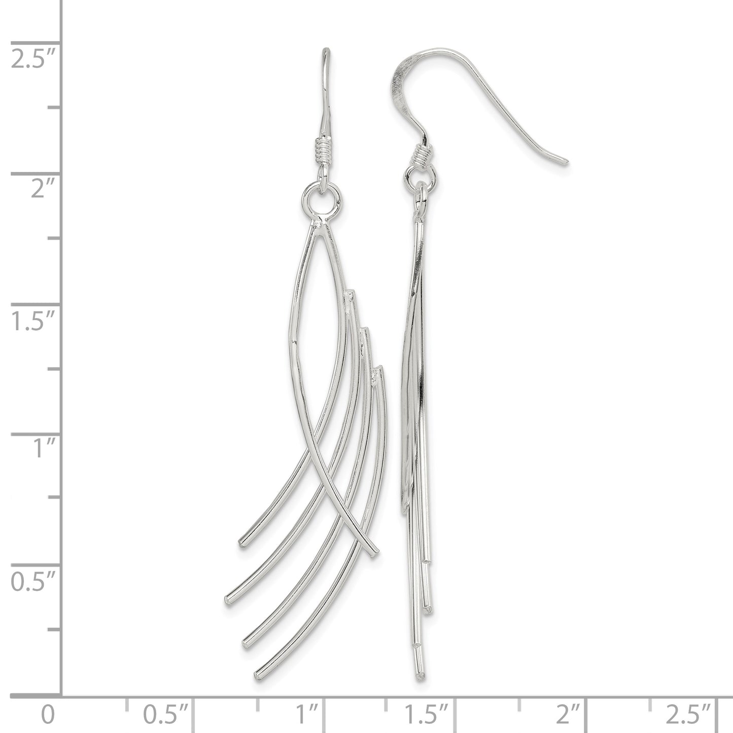 Sterling Silver Polished Fancy Curved Design Dangle Earrings