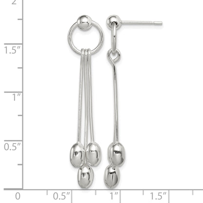 Sterling Silver Polished Multi-strand Oval Beaded Post Dangle Earrings