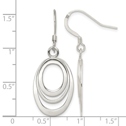 Sterling Silver Polished Triple Oval Dangle Earrings