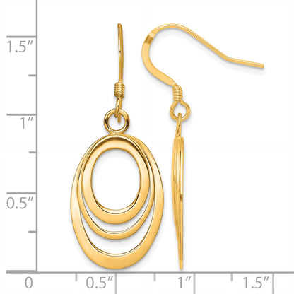 Sterling Silver Flash Gold-plated Polished Triple Oval Dangle Earrings