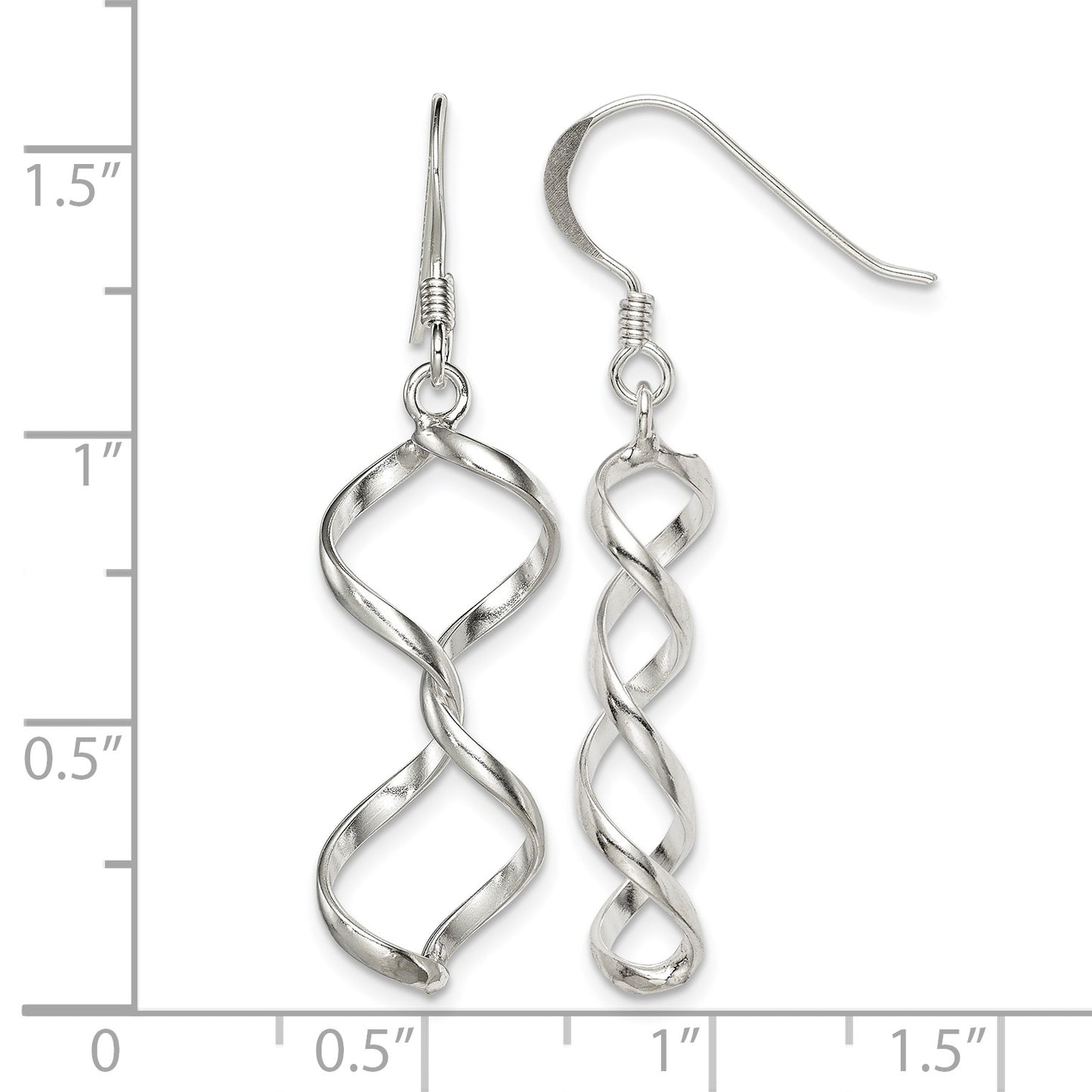 Sterling Silver Polished Fancy Twisted Dangle Earrings