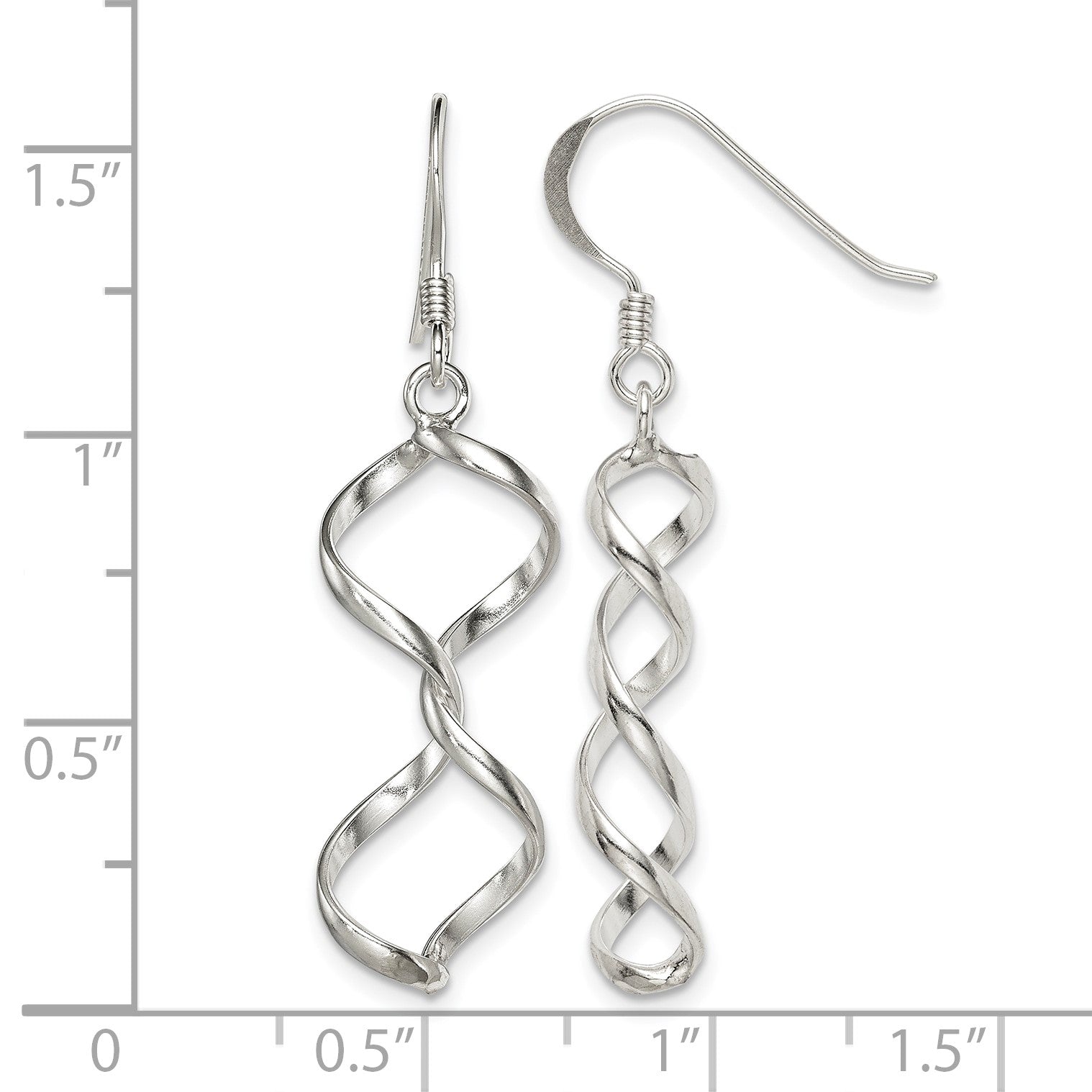 Sterling Silver Polished Fancy Twisted Dangle Earrings