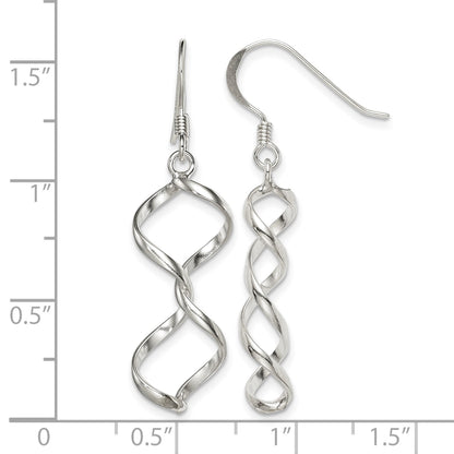 Sterling Silver Polished Fancy Twisted Dangle Earrings