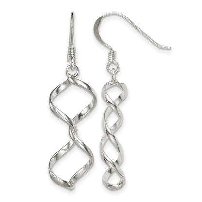Sterling Silver Polished Fancy Twisted Dangle Earrings